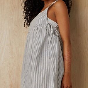 Striped bow front babydoll dress with